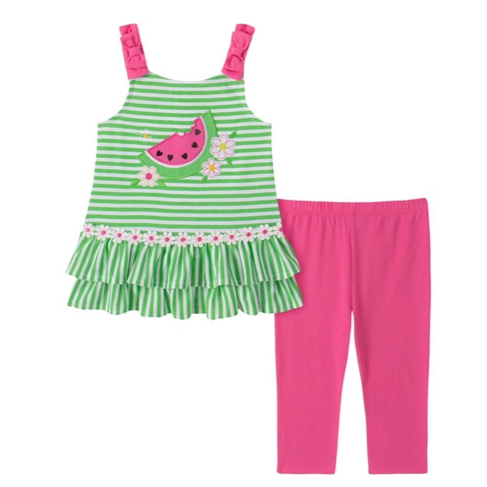Baby Girl Watermelon Stripe Legging Summer Set 12M